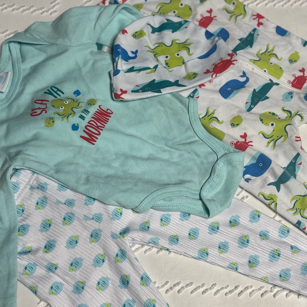 The Children's Place Aqua and White Pajama Set